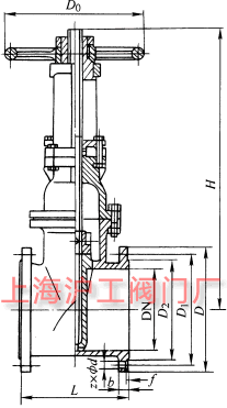 Z41X-10、Z41X-16Q 型明桿軟密封閘閥主要外形及結(jié)構(gòu)尺寸示意圖